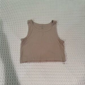 AE Ribbed Cropped Tank Top - Taupe Beige